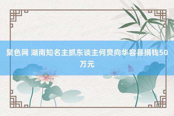 聚色网 湖南知名主抓东谈主何炅向华容县捐钱50万元