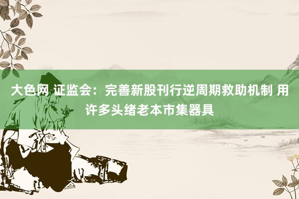 大色网 证监会：完善新股刊行逆周期救助机制 用许多头绪老本市集器具