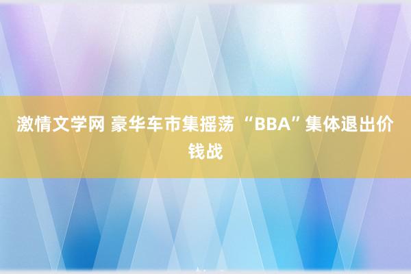 激情文学网 豪华车市集摇荡 “BBA”集体退出价钱战