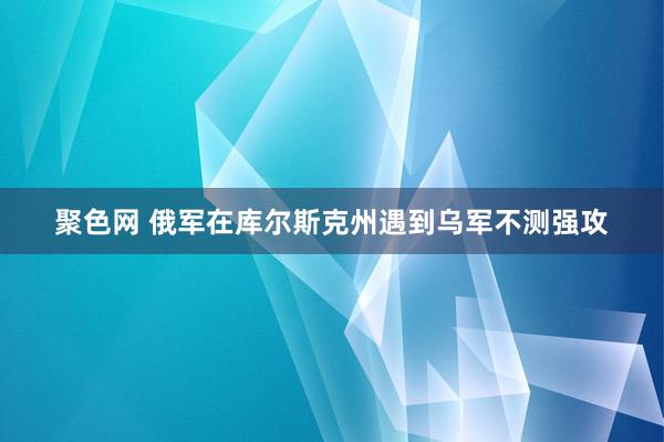 聚色网 俄军在库尔斯克州遇到乌军不测强攻